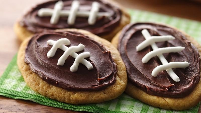 Frosted Peanut Butter Football Cookies