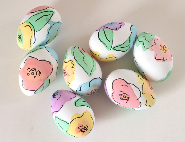 watercolor flower eggs
