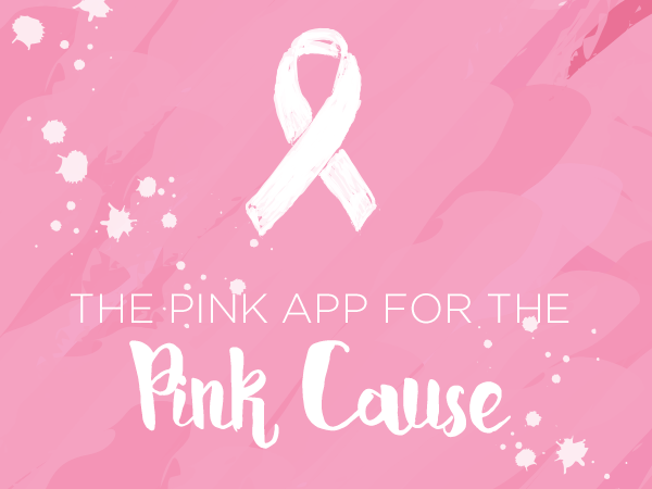 pink ribbon with text: the pink app for the pink cause