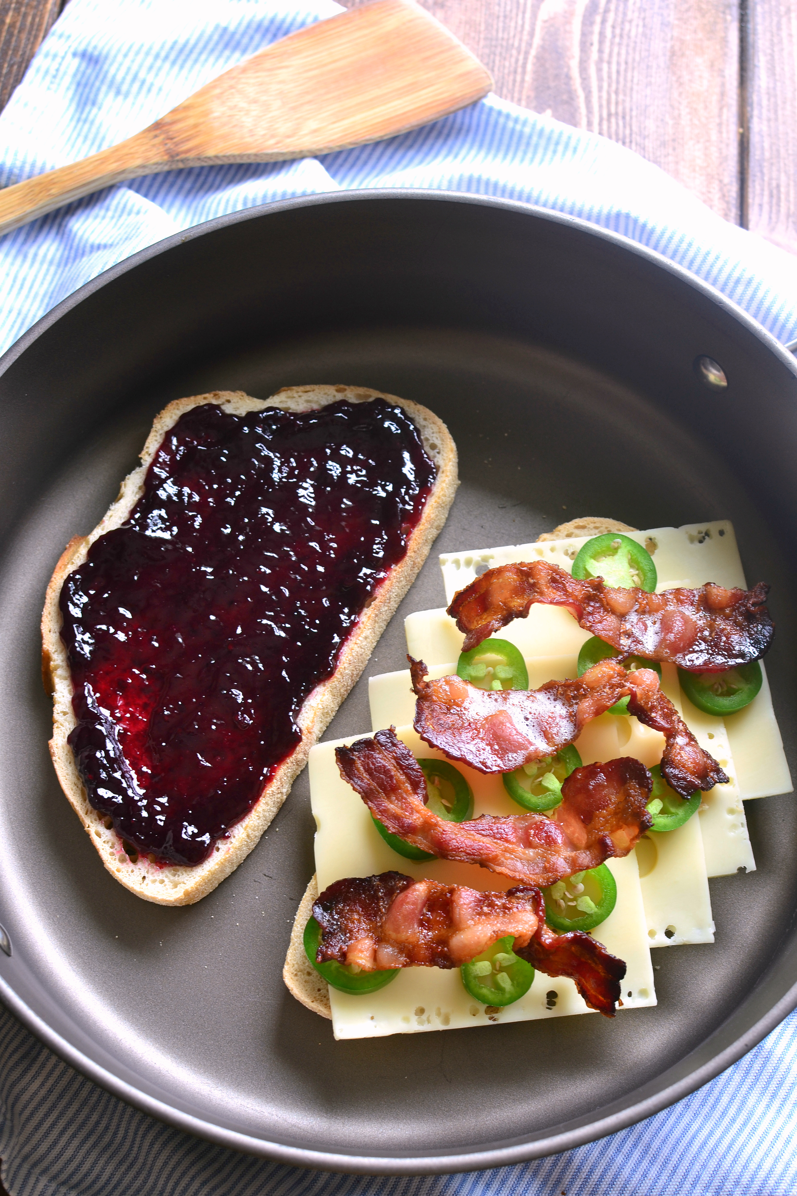 spicy blackberry bacon grilled cheese