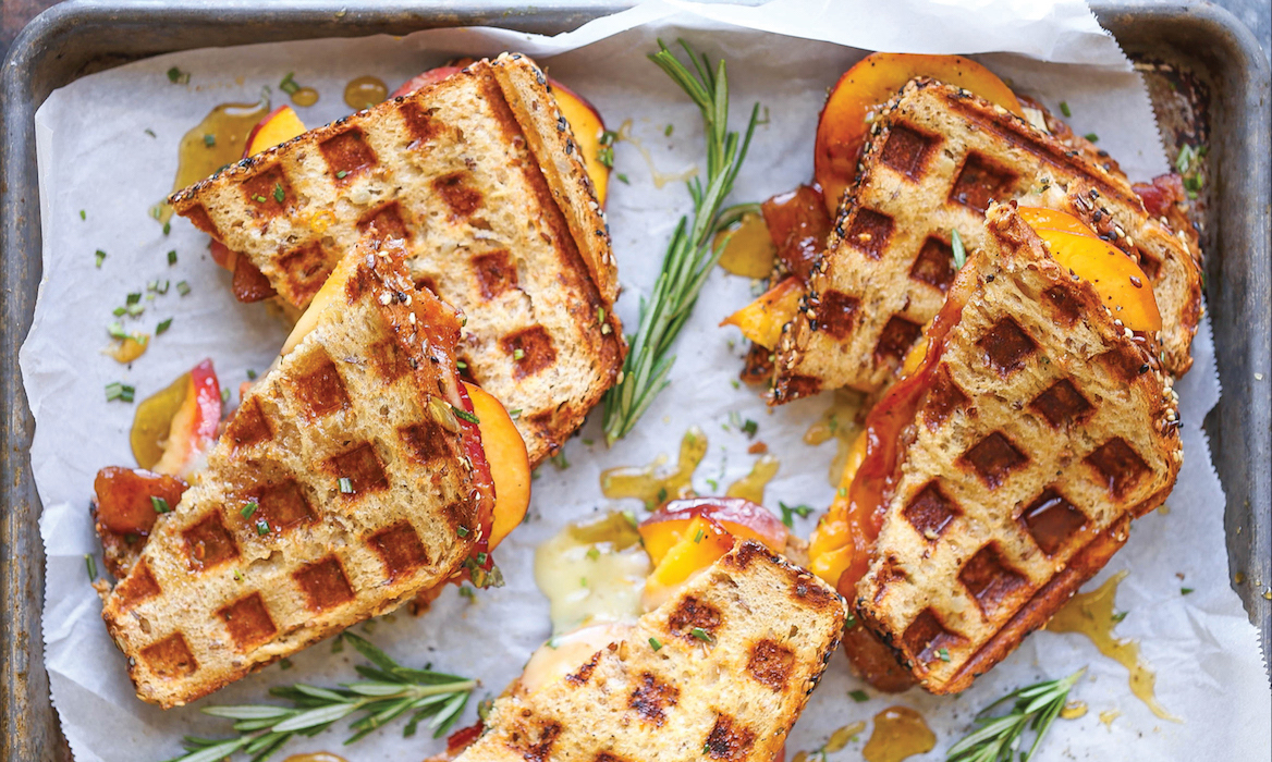 peach bacon brie grilled cheese