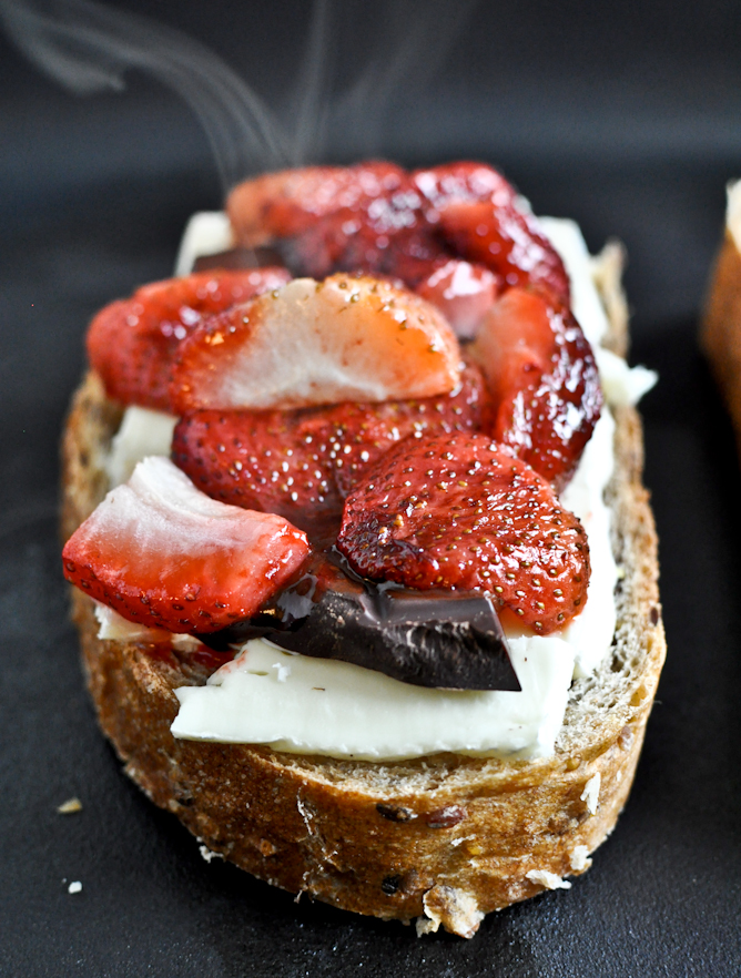 Roasted Strawberry, Brie, Chocolate Grilled Cheese
