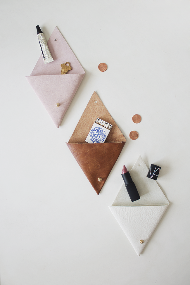 triangle leather pouches