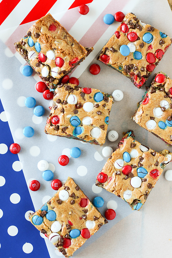 Red, White & Blue M&M's Cookie Bars