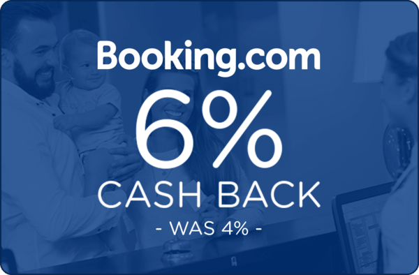 Booking.com 6% Cash Back - Was 4% -
