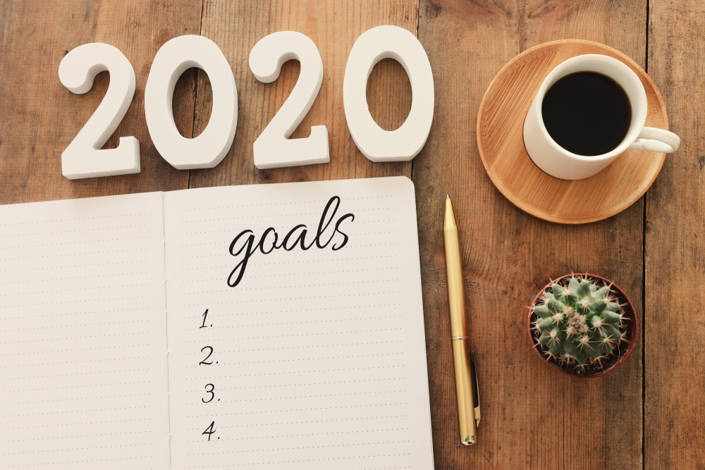 An open notebook states 2020 Goals
