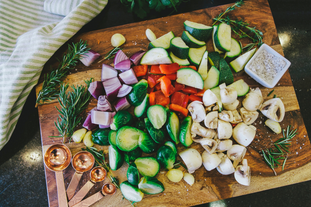 Meal prep ingredients on a cutting board